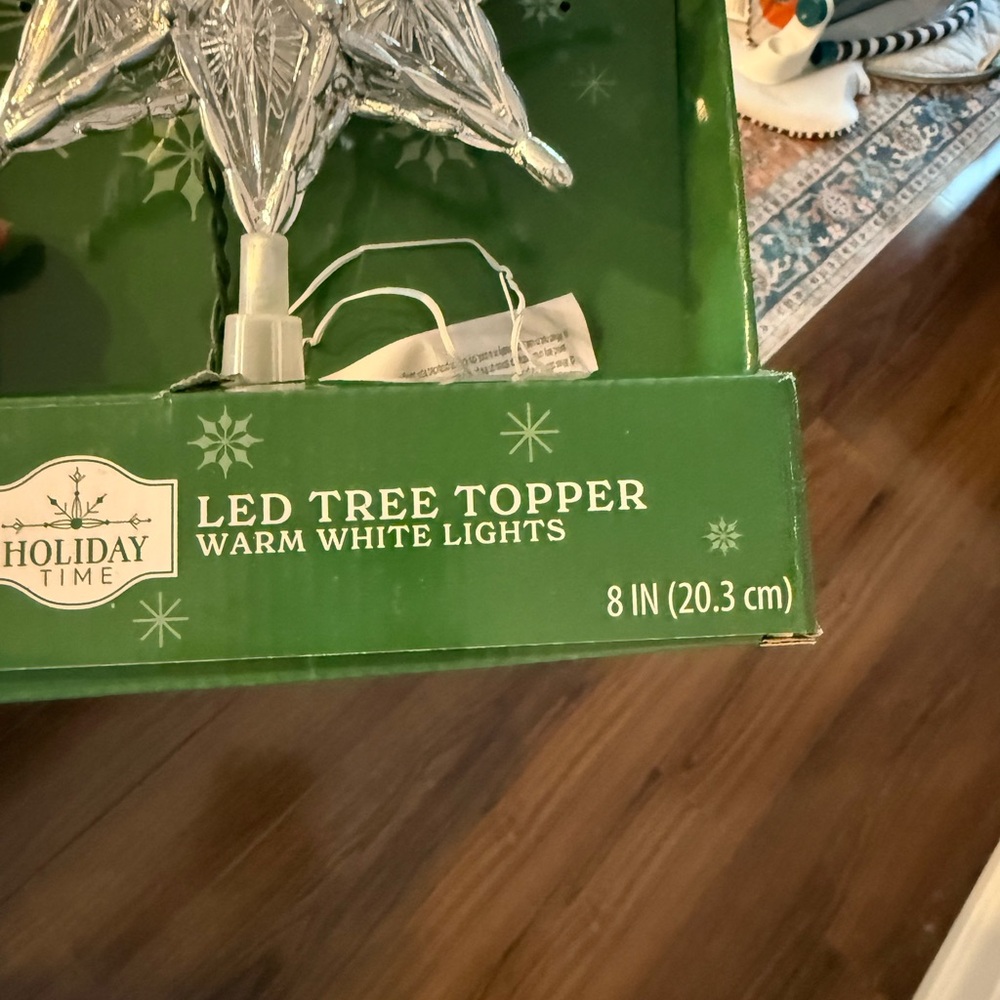 Holiday Time Silver LED Star Tree Topper - Picture 2 of 5